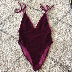 Fuchsia velvet bodysuit